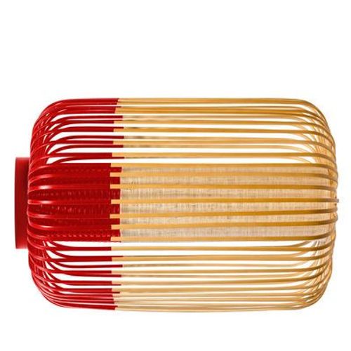 Applique Bamboo Light L Tissu Rouge Bois Naturel / Plafonnier - Ø 35 X H 50 Cm - Forestier