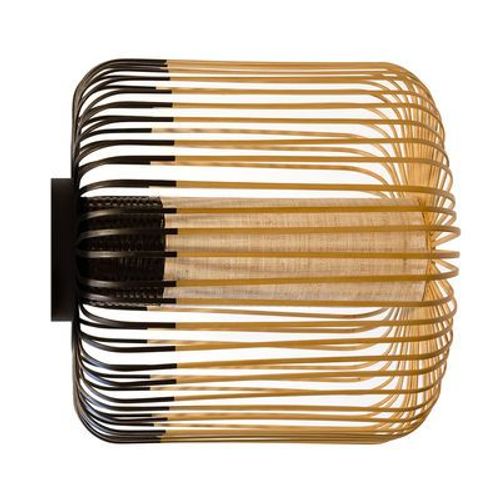 Applique Bamboo Light M Tissu Noir Bois Naturel / Plafonnier - Ø 45 X H 40 Cm - Forestier