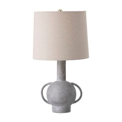 Lampe De Table  Tissu Céramique Gris Beige / Lin Et Terre Cuite - H 58 Cm - Bloomingville
