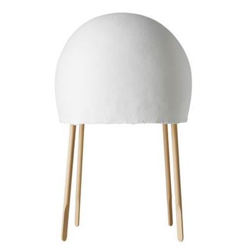 Lampe De Table Kurage Papier Blanc Bois Naturel / H 49 Cm - Foscarini