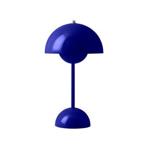 Lampe Sans Fil Rechargeable Flowerpot Vp9 Plastique Bleu / Ø 16 X H 29 Cm - Verner Panton, 1968 - Ettradition