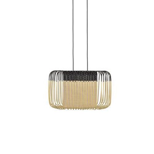 Suspension Bamboo Oval Noir Bois Naturel / Small - 55 X 38 X H 33 Cm - Forestier
