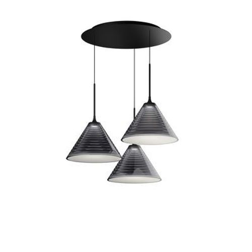 Suspension Look At Me Cluster Plastique Noir / Led - 3 Abat-Jours Ø 35 X H 20,5 Cm / Bluetooth - Artemide