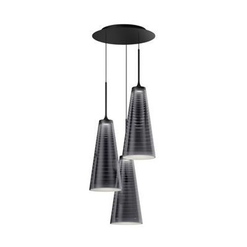 Suspension Look At Me Cluster Plastique Noir / Led - 3 Abat-Jours Ø 21 X H 42 Cm / Bluetooth - Artemide
