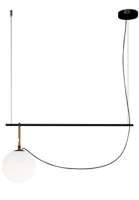 Suspension Nh S2 Verre Noir Or Métal /  Globe Ø 22 - L 87 Cm - Artemide