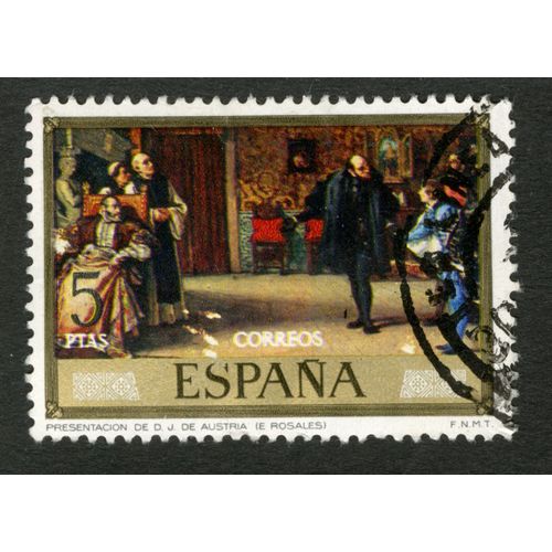 Timbre Oblitéré Espana, Presentacion De D.J. De Austria, E Rosales, 5 Ptas