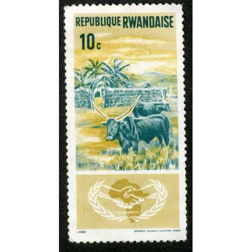 Tiçmbre Non Oblitéré République Rwandaise, 10c,