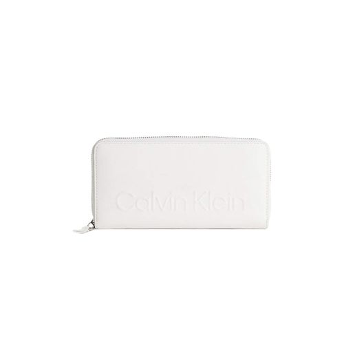 Portefeuille Calvin Klein Zippé logo relief Femme Blanc