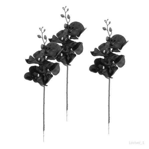 3 pièces faux papillon fleur Arrangement tiges décor fleurs artificielles Bouquets décorations fausse fleur pour bureau à domicile Le noir