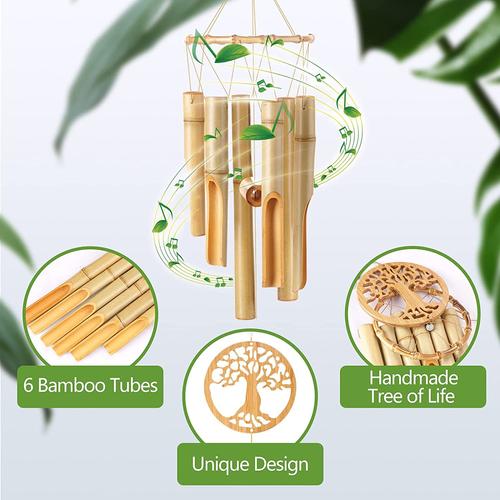 Vente carillon à vent en bambou d'extérieur pas cher pour jardin