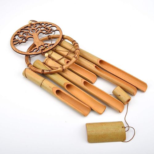 Carillon éolien Arbre de Vie Carillons musicaux en Bois Faits à la Main pour Jardin, terrasse, décoration intérieure ou extérieure, Beau Son Naturel