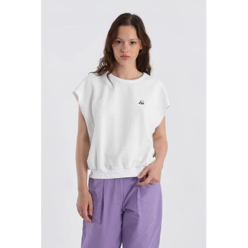 Sweat Loose Sans Manches Blanc