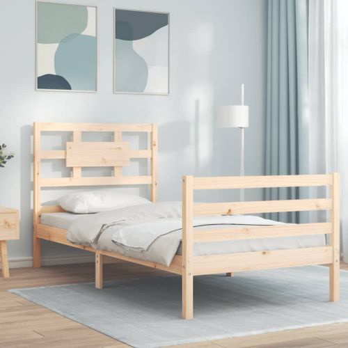 Vidaxl Cadre De Lit Avec Tête De Lit 90x200 Cm Bois Massif
