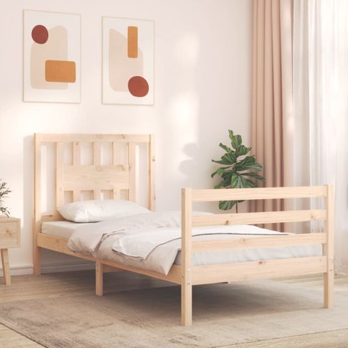 Vidaxl Cadre De Lit Et Tête De Lit 100x200 Cm Bois Massif