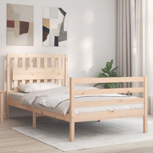 Vidaxl Cadre De Lit Et Tête De Lit 100x200 Cm Bois Massif