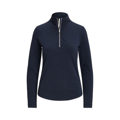 Pull Demi-Zippé En Jersey Bleu Marine Français