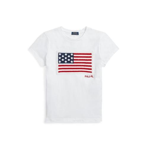 T-Shirt Drapeau En Crochet Jersey Coton Blanc