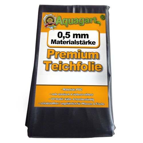 Liner de bassin en PVC 15 m x 4 m 0,5 mm noir, bâche pour le bassin de jardin