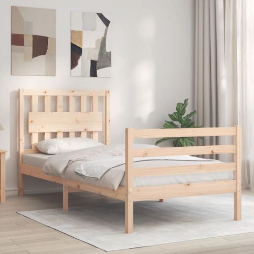 Vidaxl Cadre De Lit Avec Tête De Lit 90x200 Cm Bois Massif