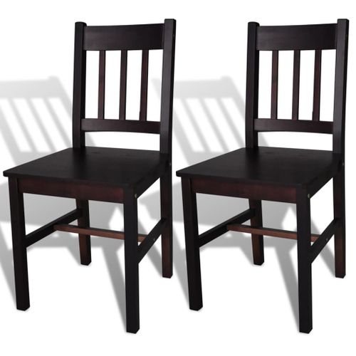 Vidaxl Chaises À Manger Lot De 2 Marron Foncé Pinède