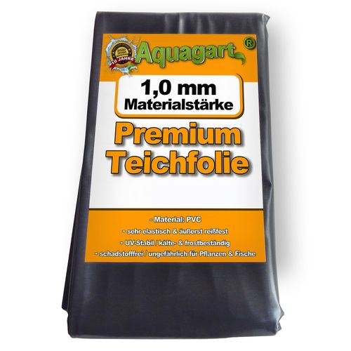 Liner de bassin en PVC 6 m x 2 m 1,0 mm, noir, bâche pour le bassin de jardin