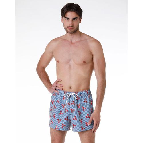 Short De Bain, Imprimé Bleu Roi