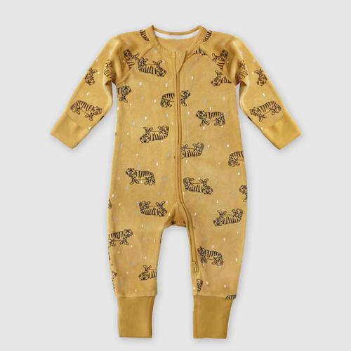 Pyjama Bébé Velours À Zip Double Sens Motif Tigre Jaune Dim Zippy 