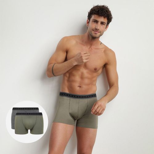 Lot De 2 Boxers Homme En Coton Stretch Bio Charbon Vert Dim Green Bio