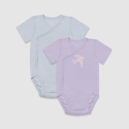 Lot De 2 Body Bébé En Coton Bio À Manches Courtes Parme Dim Baby