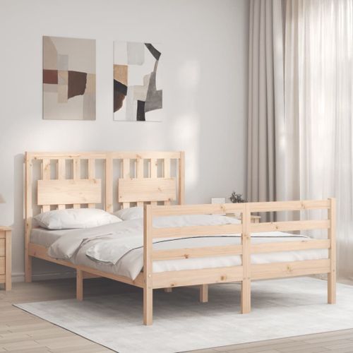 Vidaxl Cadre De Lit Avec Tête De Lit 120x200 Cm Bois Massif