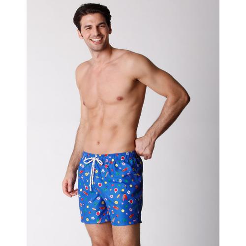 Maillot De Bain Pour Homme Bleu Imprimé Vacances