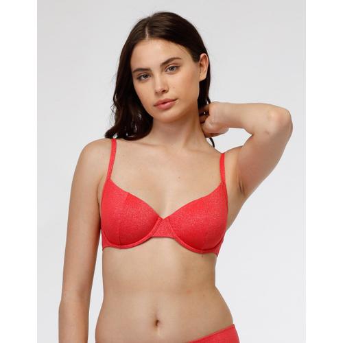 Maillot De Bain Soutien-Gorge À Armatures En Microfibre Lurex Uni Corail