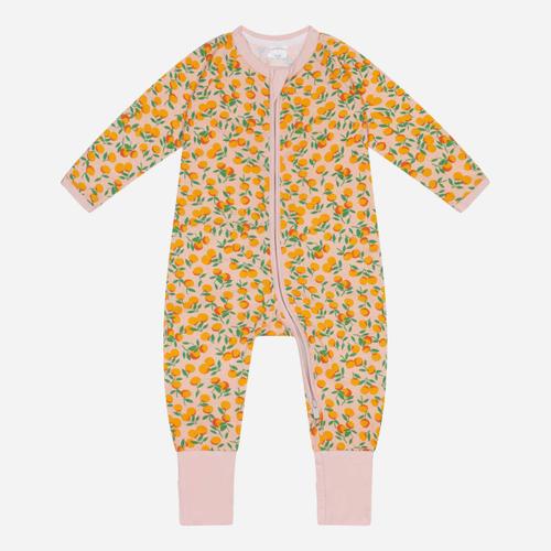 Pyjama Bébé Zippé En Coton Stretch Motifs Mandarines Beige Dim Zippy