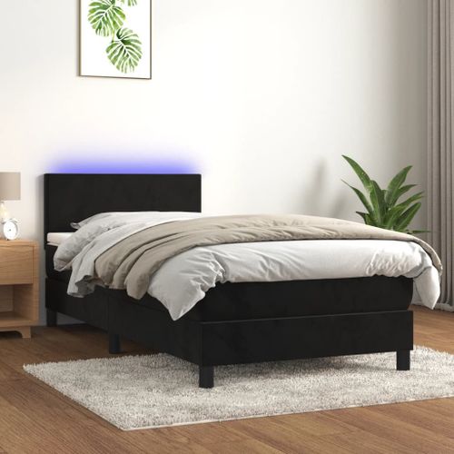 Vidaxl Sommier Tapissier Avec Matelas Et Led Noir 90x190 Cm Velours