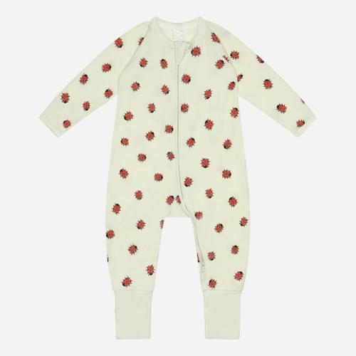 Pyjama Bébé Zippé En Coton Stretch Motifs Coccinelles Blanc Dim Zippy