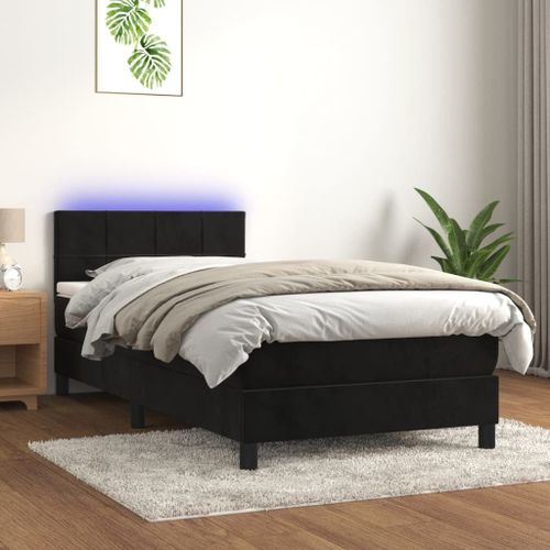 Vidaxl Sommier Tapissier Avec Matelas Et Led Noir 80x200cm Velours