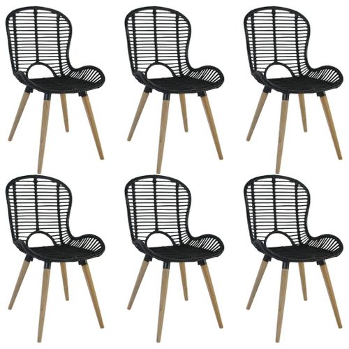Vidaxl Chaises À Manger Lot De 6 Noir Rotin Naturel