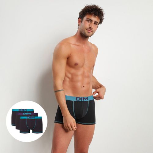 Lot 3 Boxers Coton Ceinture Colorée Noir Vert Violet Mix And Colors