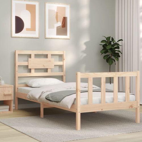 Vidaxl Cadre De Lit Avec Tête De Lit 90x200 Cm Bois Massif