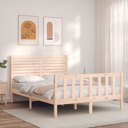 Vidaxl Cadre De Lit Avec Tête De Lit 120x200 Cm Bois Massif
