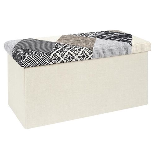 Paris Prix - Banc Coffre Pliable "Patchwork" 76cm Gris