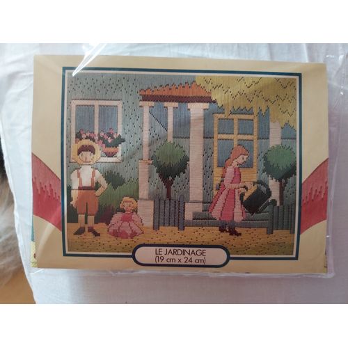 Broderie Passé Plat Dmc. Collection Féérine. Le Jardinage. 19x 24 Cm. Kit Complet