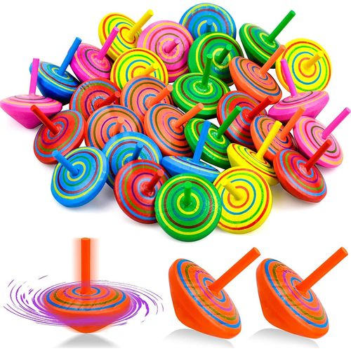 50pcs Toupie En Bois,Toupies D'éveil Petites Toupie Coloré Mini Spinning Top En Bois Toupies Jouets Pour Enfants Toupie En Bois Pour Enfants Les Fêtes D'anniversaire Des Enfants Cadeau