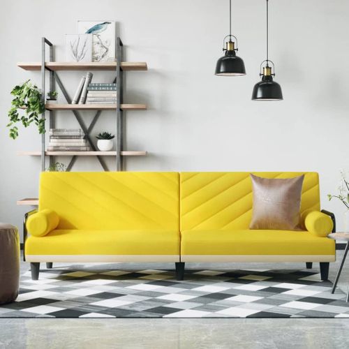 Vidaxl Canapé-Lit Avec Accoudoirs Jaune Clair Tissu