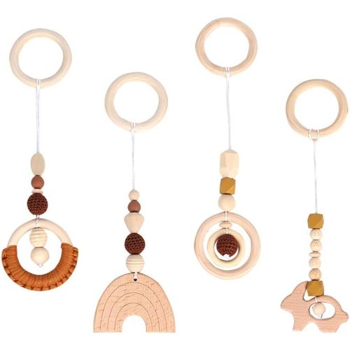 Lot De 4 Pendentifs De Tir À L'arc,Trapèze En Bois Pour Bébés,Tir À L'arc En Bois Pour Bébés De 0 À 12 Mois,Cadeau Pour Filles Garçons Nouveau-Né(Marron)
