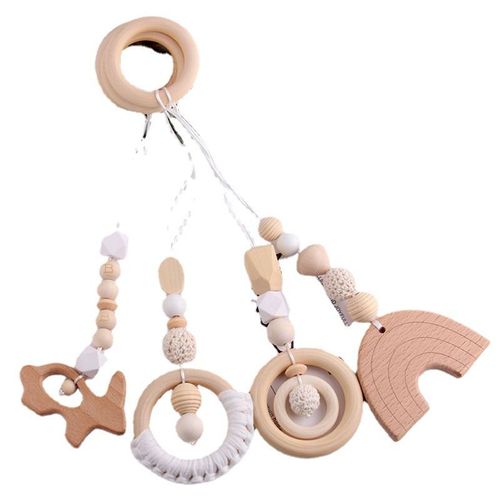 Lot De 4 Jouets De Gymnastique En Bois Pour Bébé,Pendentif Arche De Jeu En Bois For Baby Gift Pendentif De Décoration De Chambre D'enfant(Blanc)