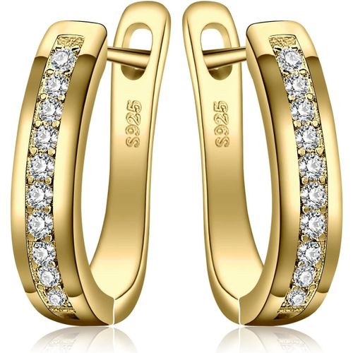 Créoles Canal Boucles D'oreilles Zircon Cubique Argent 925 Femme,Plaqué Or Jaune Or Rose Huggie Boucles D'oreilles Pierre Mariage,Éternité Ensemble Parure De Bijoux Cadeau Anniversaire