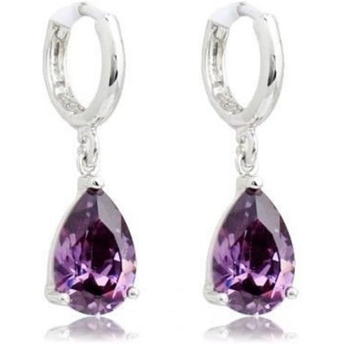 Pendantes Boucles D'oreilles En Forme De Larme 18ct Plaqué Or Blanc Avec Cristaux De Zircone Bijoux Pour Femme Et Fille