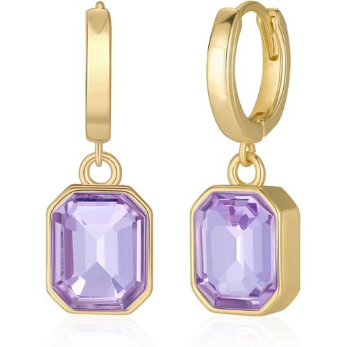 Boucles D'oreilles Créoles En Or Cristal Pour Femme,Plaqué Or 14 Carats Boucles D'oreilles Bijoux