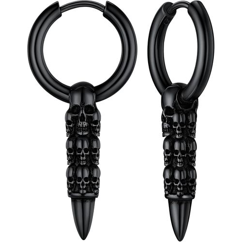 Boucle D'oreille Tete De Mort Clou D Oreille Crâne Homme Punk Garçon Femme Pendentif Fantôme Acier Créole Fille[Argent/Doré/Noir-Celtique] Bijoux Cadeau Halloween Mariage Noël